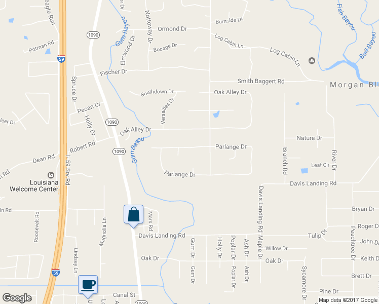 map of restaurants, bars, coffee shops, grocery stores, and more near 406 Parlange Drive in Pearl River