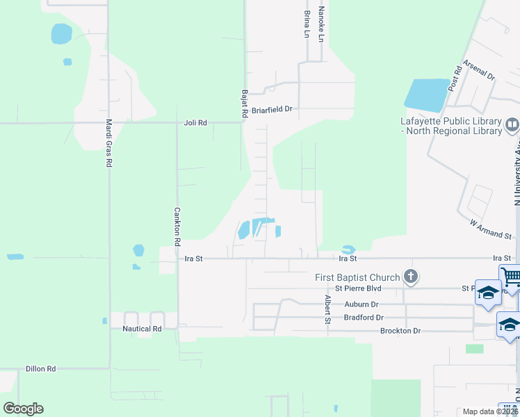 map of restaurants, bars, coffee shops, grocery stores, and more near 102 Island Nest Cove in Carencro