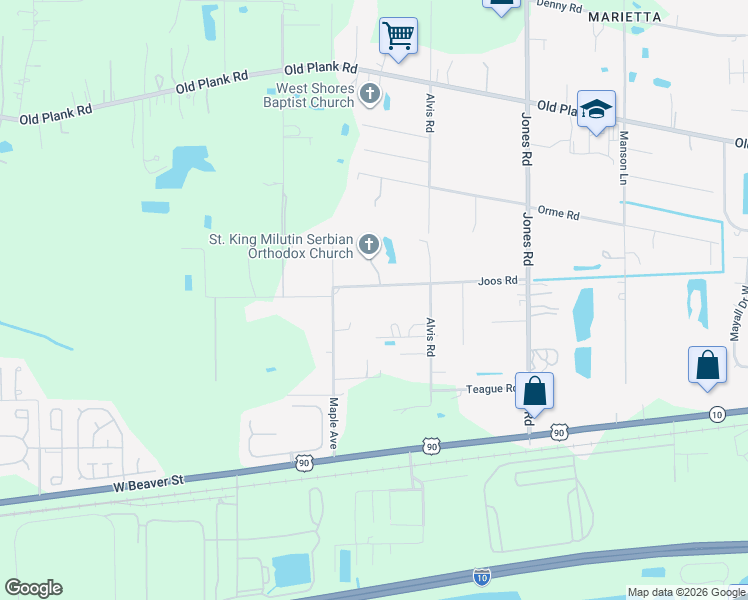 map of restaurants, bars, coffee shops, grocery stores, and more near 9490 Joos Road in Jacksonville