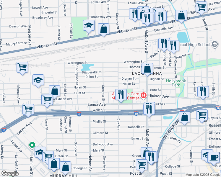 map of restaurants, bars, coffee shops, grocery stores, and more near 3236 Nolan Street in Jacksonville