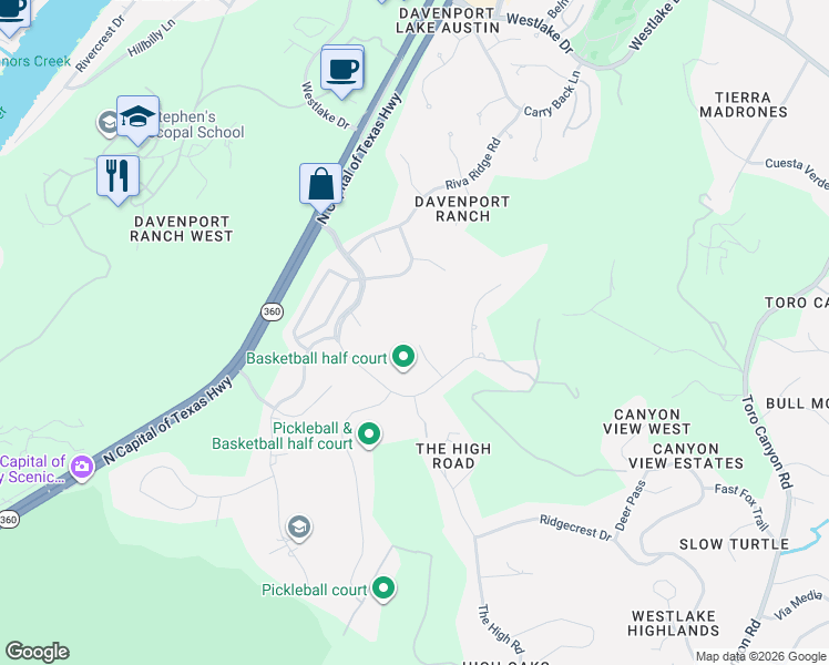 map of restaurants, bars, coffee shops, grocery stores, and more near 5620 Clarion Cove in Austin