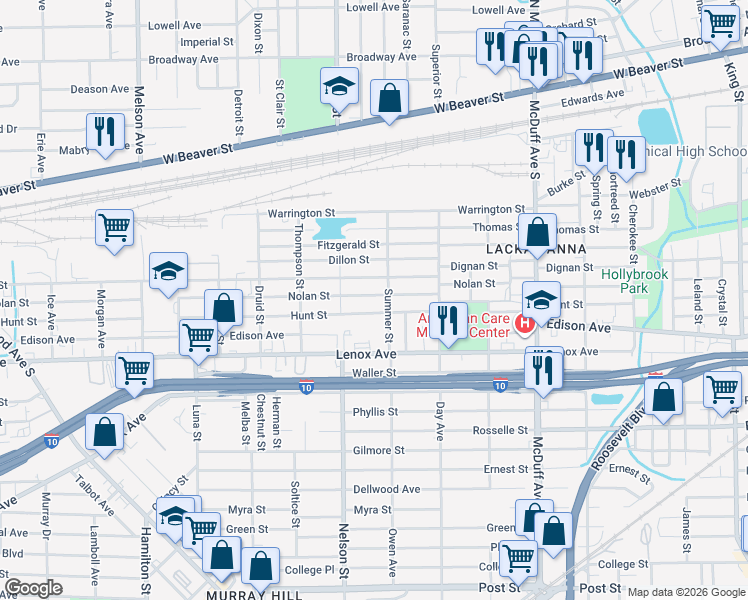 map of restaurants, bars, coffee shops, grocery stores, and more near 3318 Nolan Street in Jacksonville