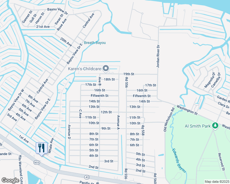 map of restaurants, bars, coffee shops, grocery stores, and more near 4021 16th Street in Bay St. Louis
