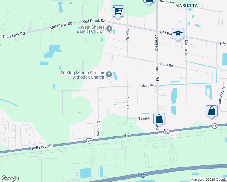 map of restaurants, bars, coffee shops, grocery stores, and more near 9490 Joos Road in Jacksonville
