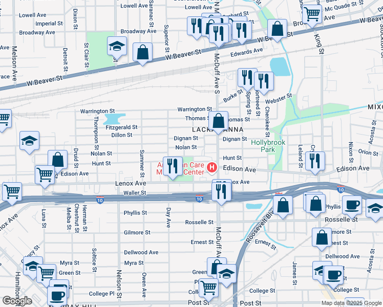 map of restaurants, bars, coffee shops, grocery stores, and more near 3107 Cecelia Street in Jacksonville