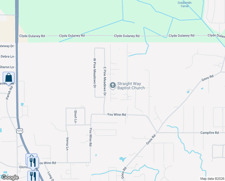 map of restaurants, bars, coffee shops, grocery stores, and more near 729 Cascio Rd in Lake Charles