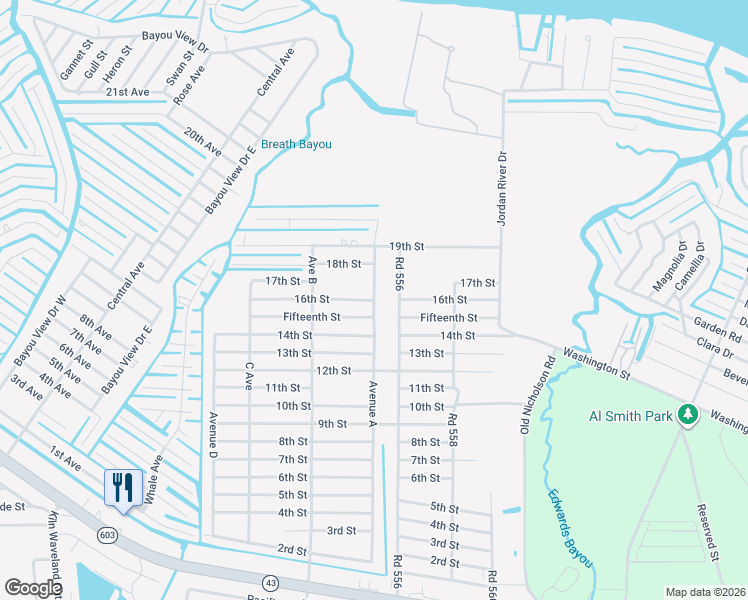 map of restaurants, bars, coffee shops, grocery stores, and more near 4001 16th Street in Bay St. Louis