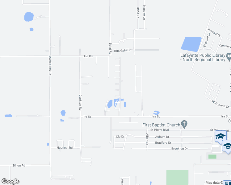 map of restaurants, bars, coffee shops, grocery stores, and more near 105 Nestling Cove in Carencro