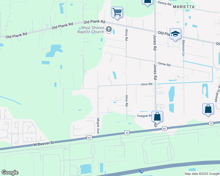 map of restaurants, bars, coffee shops, grocery stores, and more near 9490 Joos Road in Jacksonville