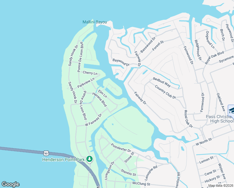 map of restaurants, bars, coffee shops, grocery stores, and more near 21 Golf View Dr in Pass Christian