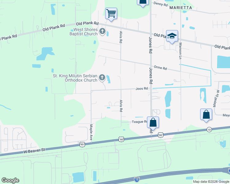 map of restaurants, bars, coffee shops, grocery stores, and more near 9324 Joos Road in Jacksonville