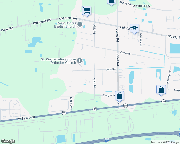 map of restaurants, bars, coffee shops, grocery stores, and more near 9324 Joos Road in Jacksonville