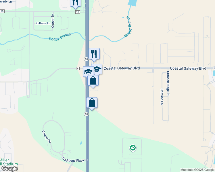 map of restaurants, bars, coffee shops, grocery stores, and more near in Gulf Shores