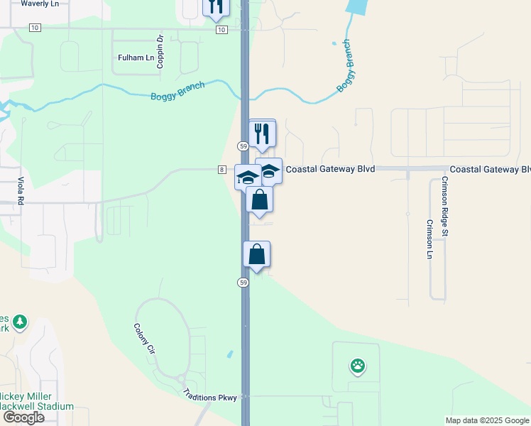 map of restaurants, bars, coffee shops, grocery stores, and more near 6848 Gulf Shores Parkway in Gulf Shores