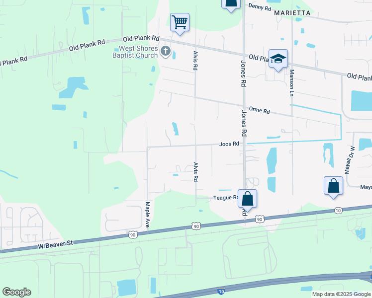 map of restaurants, bars, coffee shops, grocery stores, and more near 9324 Joos Road in Jacksonville