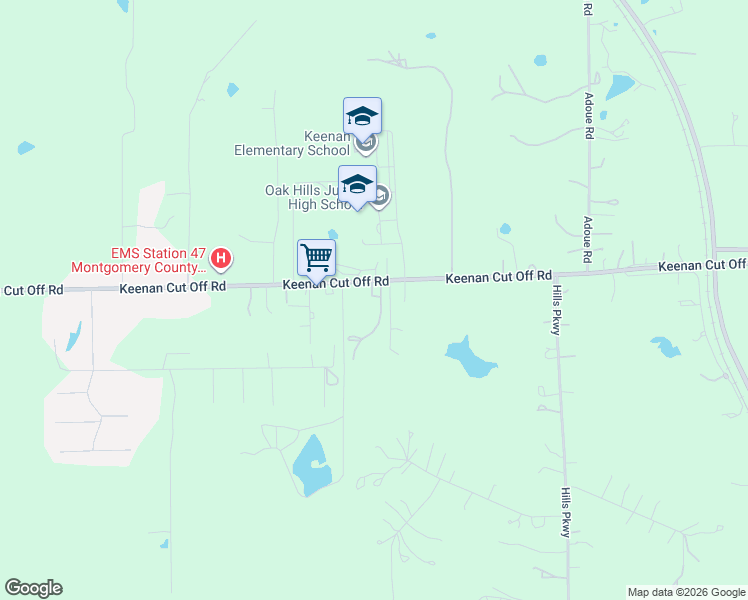 map of restaurants, bars, coffee shops, grocery stores, and more near 19219 Keenan Cut Off Road in Montgomery