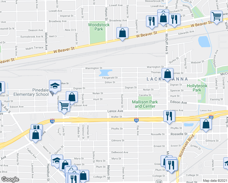 map of restaurants, bars, coffee shops, grocery stores, and more near 3333 Nolan Street in Jacksonville