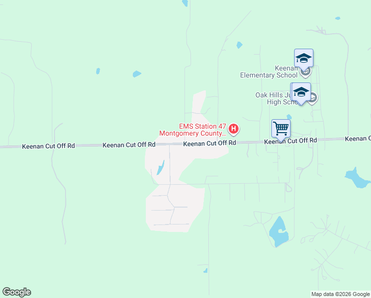 map of restaurants, bars, coffee shops, grocery stores, and more near 19799 Keenan Cut Off Road in Montgomery