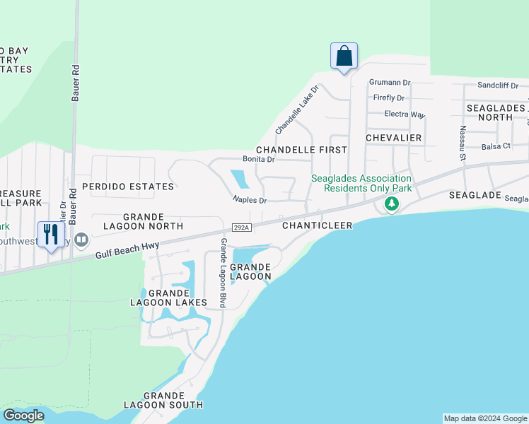 map of restaurants, bars, coffee shops, grocery stores, and more near 5282 Balfour Place in Pensacola