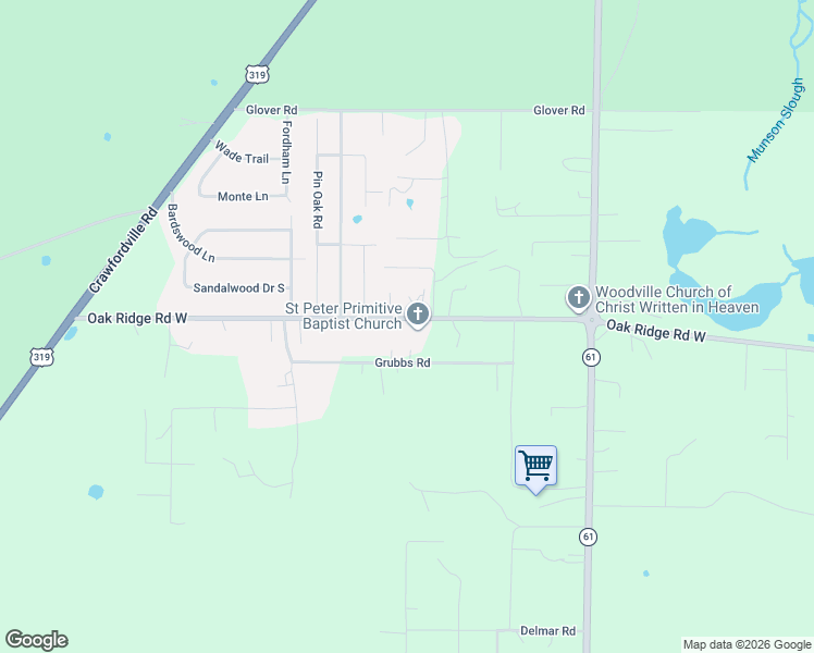 map of restaurants, bars, coffee shops, grocery stores, and more near 2626 Grubbs Road in Tallahassee