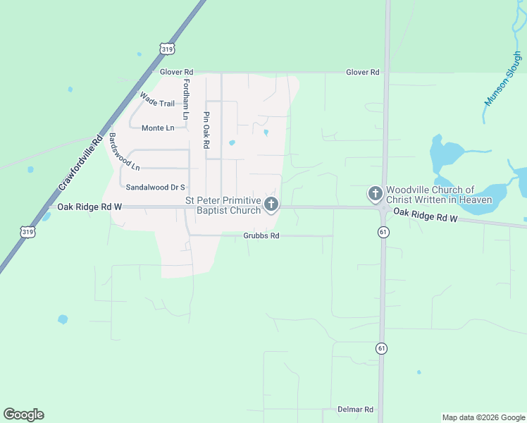map of restaurants, bars, coffee shops, grocery stores, and more near 2626 Grubbs Road in Tallahassee