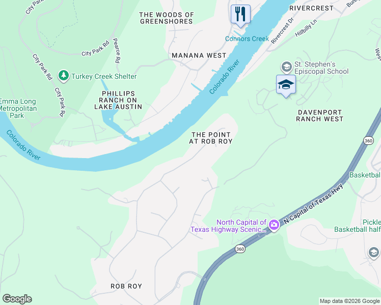 map of restaurants, bars, coffee shops, grocery stores, and more near 84 Pascal Lane in Austin