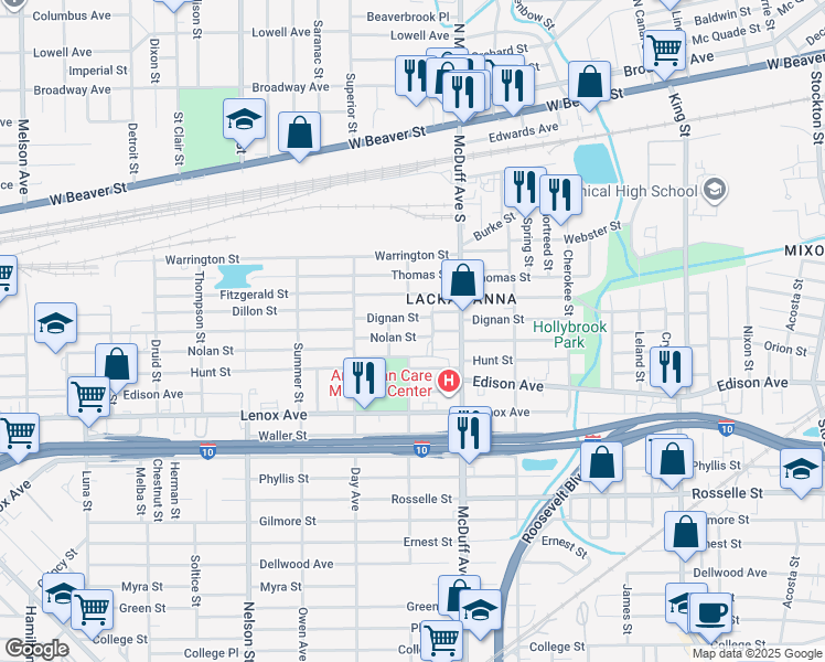 map of restaurants, bars, coffee shops, grocery stores, and more near 3057 Nolan Street in Jacksonville