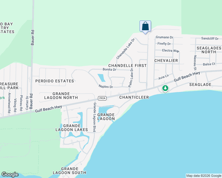 map of restaurants, bars, coffee shops, grocery stores, and more near 1125 Naples Drive in Pensacola