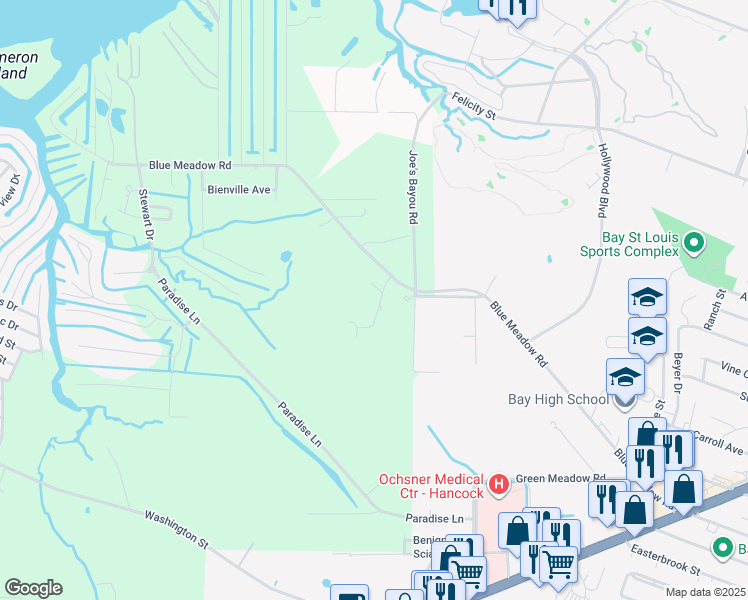map of restaurants, bars, coffee shops, grocery stores, and more near 10101 Quail Way in Bay Saint Louis