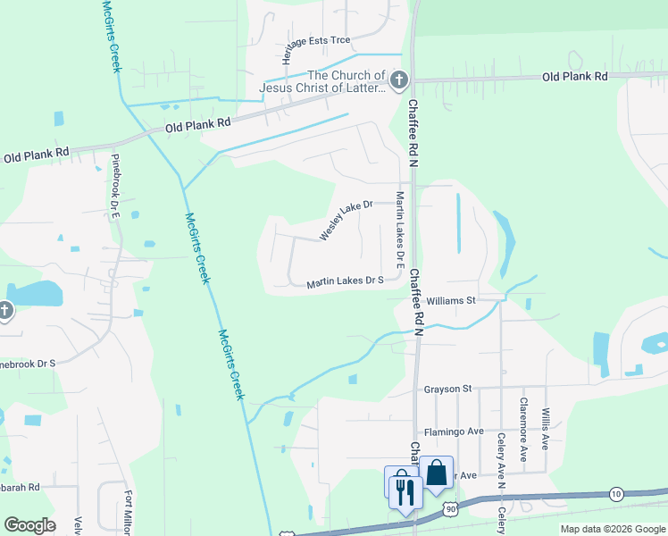 map of restaurants, bars, coffee shops, grocery stores, and more near 492 Martin Lakes Drive South in Jacksonville