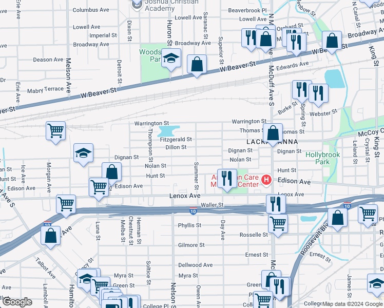 map of restaurants, bars, coffee shops, grocery stores, and more near 3319 Dillon Street in Jacksonville