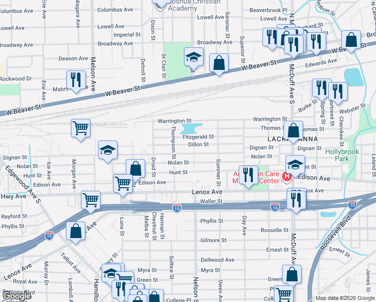 map of restaurants, bars, coffee shops, grocery stores, and more near 3503 Dillon Street in Jacksonville