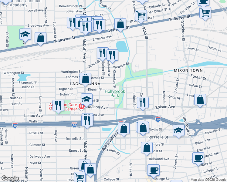 map of restaurants, bars, coffee shops, grocery stores, and more near 2898 Fitzgerald Street in Jacksonville
