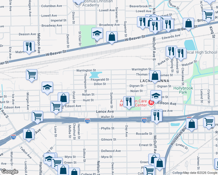 map of restaurants, bars, coffee shops, grocery stores, and more near 3319 Dillon Street in Jacksonville