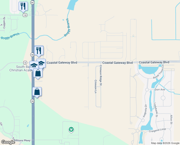 map of restaurants, bars, coffee shops, grocery stores, and more near 6967 Summerset Drive in Gulf Shores