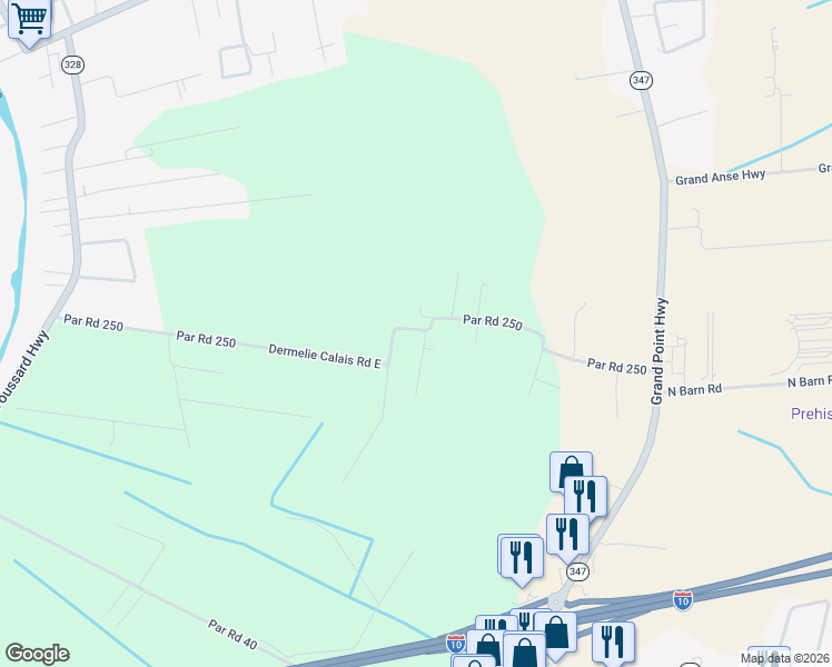 map of restaurants, bars, coffee shops, grocery stores, and more near 1186 Dermelie Calais Road East in Breaux Bridge