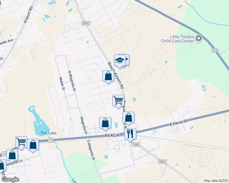 map of restaurants, bars, coffee shops, grocery stores, and more near 2324 Shady Tree Lane in Conroe