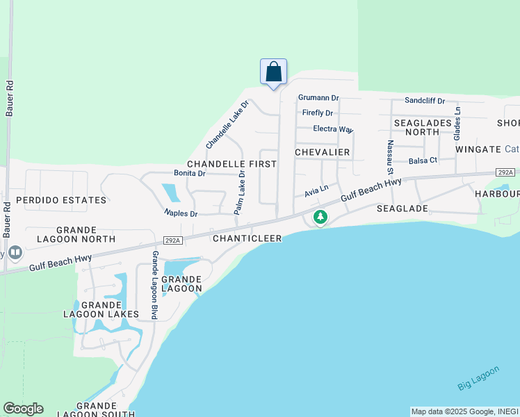 map of restaurants, bars, coffee shops, grocery stores, and more near 6005 Chandelle Circle in Pensacola