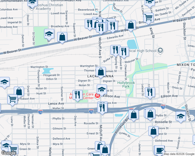 map of restaurants, bars, coffee shops, grocery stores, and more near 3031 Dignan Street in Jacksonville