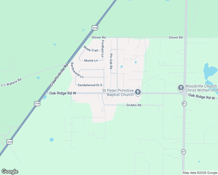 map of restaurants, bars, coffee shops, grocery stores, and more near 8418 Pin Oak Road in Tallahassee