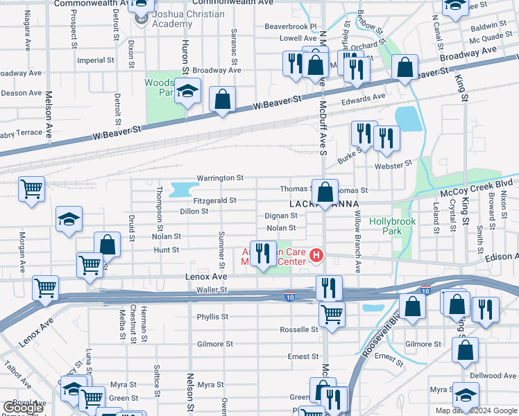 map of restaurants, bars, coffee shops, grocery stores, and more near 267 Day Avenue in Jacksonville