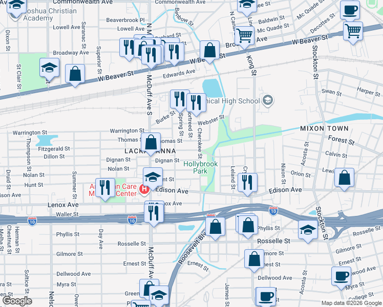 map of restaurants, bars, coffee shops, grocery stores, and more near 2898 Fitzgerald Street in Jacksonville