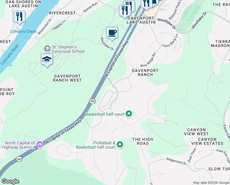 map of restaurants, bars, coffee shops, grocery stores, and more near 2800 Waymaker Way in Austin