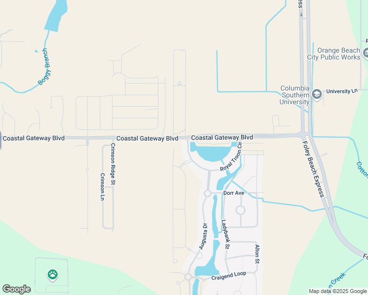 map of restaurants, bars, coffee shops, grocery stores, and more near 601 Royal Troon Circle in Gulf Shores