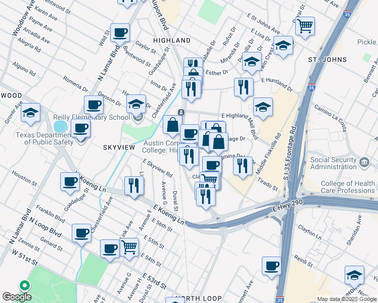 map of restaurants, bars, coffee shops, grocery stores, and more near 110 Jacob Fontaine Lane in Austin