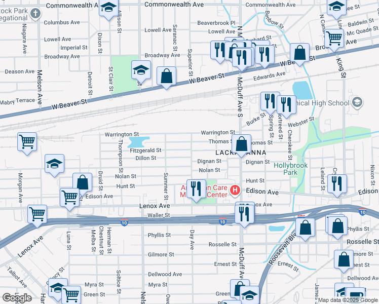 map of restaurants, bars, coffee shops, grocery stores, and more near 3202 Fitzgerald Street in Jacksonville
