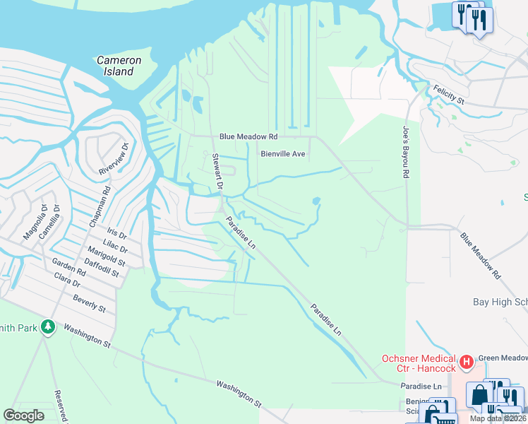 map of restaurants, bars, coffee shops, grocery stores, and more near 11308 Lake Drive in Bay Saint Louis