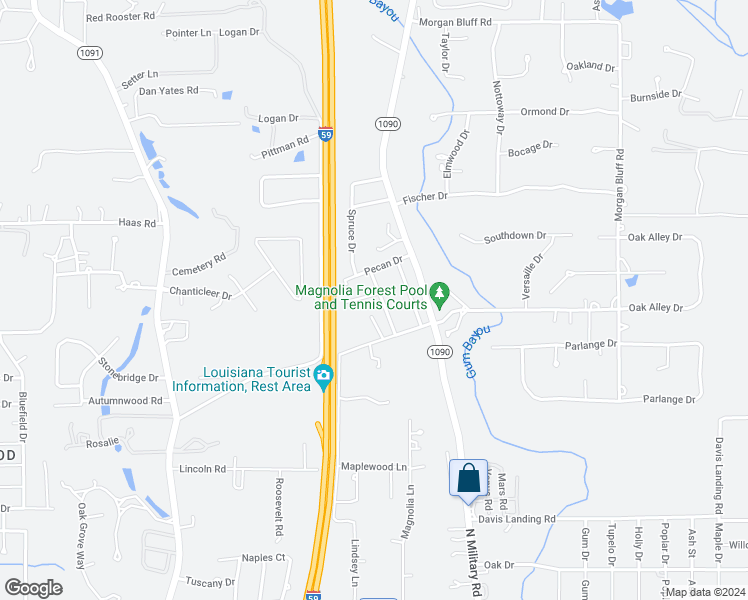 map of restaurants, bars, coffee shops, grocery stores, and more near 39602 Walnut Drive in Pearl River
