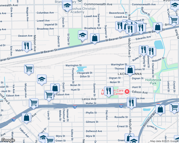 map of restaurants, bars, coffee shops, grocery stores, and more near 3319 Dillon Street in Jacksonville
