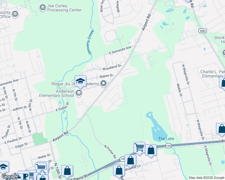 map of restaurants, bars, coffee shops, grocery stores, and more near 1706 Airport Road in Conroe